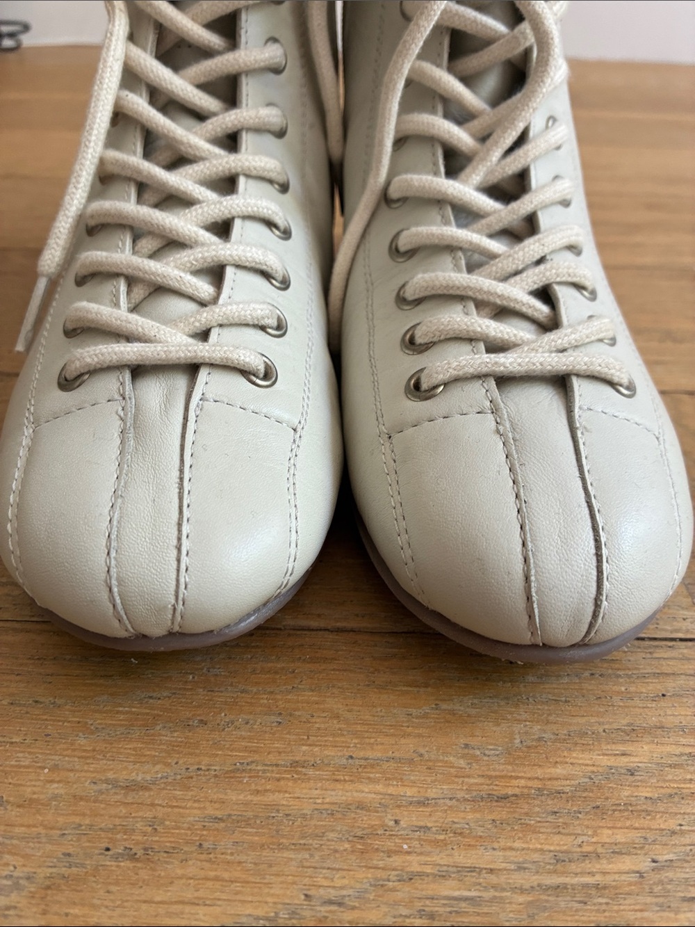 Free People Boxing Day Lace Up Flat Boot Ivory Leather Inside Zipper 6 - Picture 5 of 10